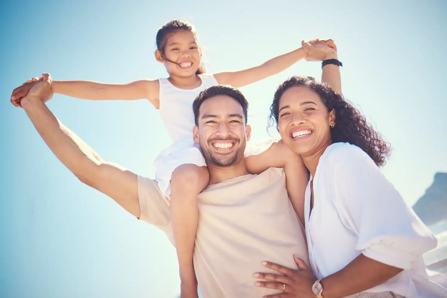 A happy family enjoying time outdoors