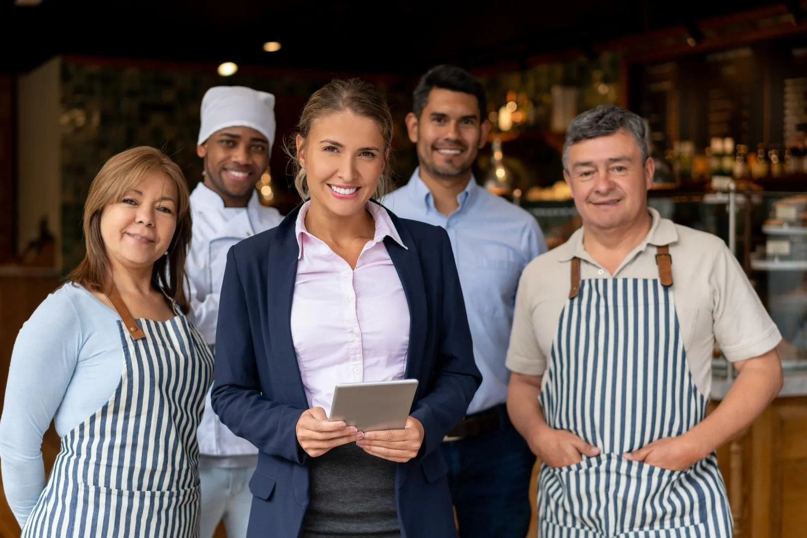 Restaurant team ready to serve guests